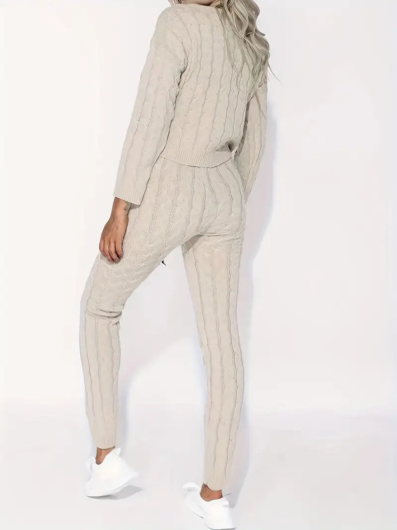 Solid Knitted Matching Two-piece Set
