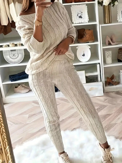 Solid Knitted Matching Two-piece Set